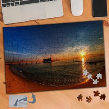Asilmeydan Kızıl Gün Batımı ve Deniz 240 Parça Puzzle Yapboz TABLO-641
