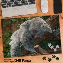 Asilmeydan Asil Hobi Ağaçta Uyuyan Koala - Yapraklar - Hayvan Yapboz -Ayak Destekli Çerçeveli 240 Parça Puzzle