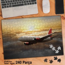 Asilmeydan Asil Hobi Gökyüzü - Uçak - Bulutlar - Gün Batımı Yapboz -Ayak Destekli Çerçeveli 240 Parça Puzzle
