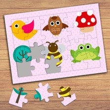 Asilmeydan Kuş, Kurbağa ve Mantar Çocuklara Özel Puzzle Yapboz TABLO-41469