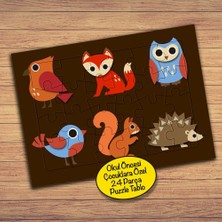Asilmeydan Kuş Tilki Kirpi Sincap Çocuklara Özel Puzzle Yapboz TABLO-PZ128