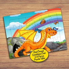 Asilmeydan Gökkuşağı,dinazor ve Kelebek 24 Parça Çocuklara Özel Yapboz TABLO-10479