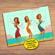 Asilmeydan Dans Eden Üç Kız Arkadaş 24 Parça Çocuklara Özel Yapboz Tablo-45