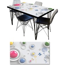 Sticker Art Masa Kaplama Folyosu Mobilya Masa Kaplama Folyoları 3D Renkli Yuvarlak