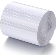 Badem10 Reflektörlü Fosforlu Şerit Bant Beyaz Reflekte İkaz Bandı 3 Metre