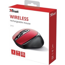 Trust 24019 Zaya Rechargeable Şarj Edilebilir Kablosuz Optik Mouse Kırmızı