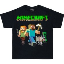 Taketshirt Minecraft Çocuk Tişört Siyah  Kesim