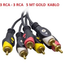 Swat FKT02 3 Rca 3 Rca 5 mt Altın Uçlu Kablo