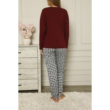 Lady Secret Bordo Kadın Pijama Takımı Pamuklu