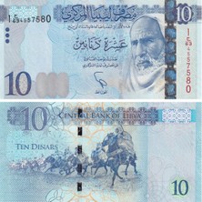 Benim Koleksiyonum Libya, 10 Dinar (2015) P#82 Çil Eski Yabancı Kağıt Para