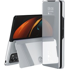 Eabhulie Samsung Galaxy Z Fold 2 5G İçin Pu Deri Standlı Kapaklı Kılıf Gümüş (Yurt Dışından)