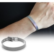 DAVİD BLACK Uzunluk Ayarlı Silver Renk Çelik Erkek Hasır Bileklik