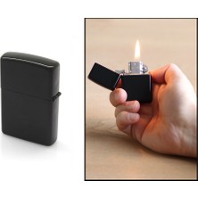 Gümüş Hediye Al Kişiye Özel Isim Yazılı Zippo Tasarım Siyah Renk Taşlı Metal Çakmak