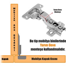 Samet Star Mobilya Dolap Kapak Menteşesi Yarım Deve Tas Mentese