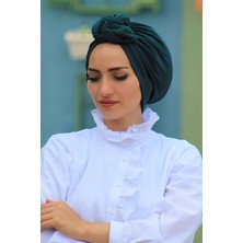 Amisos Bone Şal Tasarım Bone Zümrüt - Yeni Model Tesettür Giyim