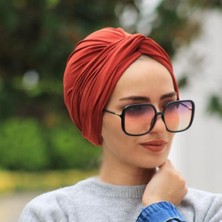 Amisos Bone Şal Dolama Bone  Kiremit Hazır Model - Yeni Model Tesettür Giyim