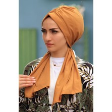 Amisos Bone Şal Tasarım Bone Hardal - Yeni Model Tesettür Giyim