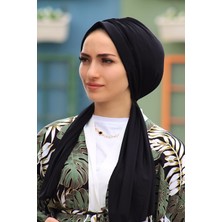 Amisos Bone Şal Tasarım Bone Siyah - Yeni Model Tesettür Giyim