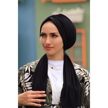 Amisos Bone Şal Tasarım Bone Siyah - Yeni Model Tesettür Giyim