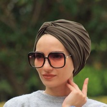 Amisos Bone Şal Dolama Bone Haki  Hazır Model - Yeni Model Tesettür Giyim