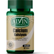 Alvin Kalsiyum, Magnezyum, Çinko, Vitamin D İçeren Takviye Edici Gıda, 30 Tablet