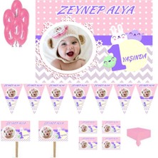 Hayaller Dükkanı Tavşan Temalı Doğum Günü Süsleme ve Magnet Set,  1 Yaş Doğum Günü Süsleri, Kız Çocuk