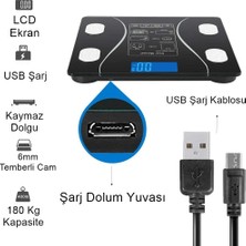 Reidan Elektronik Tartı Akıllı Bluetooth USB Şarj Edilebilir LCD Supsecale Dijital Ekran Ev Vücut Yağ Ölçeği