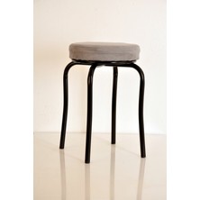 Yılmaz Masacılık 5'li Gri Tay Tüyü Siyah Profil Tabure Metal Tabure Mutfak Taburesi Kalın Tabure