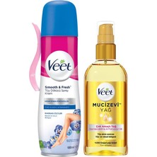 Veet Mucizevi Yağ Çok Amaçlı Nemlendirici Bakım Yağı 100 ml + Veet Tüy Dökücü Sprey Bacak & Vücut Bölgesi Hassas Ciltler 150 ml