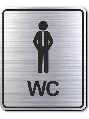 Hediyem Yolda Wc Bay Tuvalet Kapı Yönlendirme Levhası 10 cm x 12 cm Gümüş Renkli Rezopal Levha