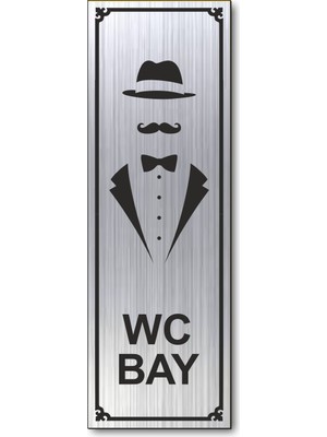 Hediyem Yolda Wc Bay Tuvalet Kapı Yönlendirme Levhası 15 cm x 5 cm Gümüş Renkli Rezopal Levha
