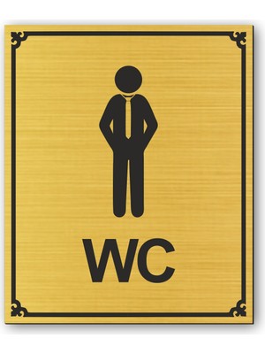 Hediyem Yolda Wc Bay Tuvalet Kapı Yönlendirme Levhası 12 cm x 10 cm Altın Renkli Rezopal Levha