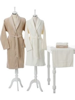 Özdilek Camellia Happy Bornoz Seti + Paspas Krem - Bej
