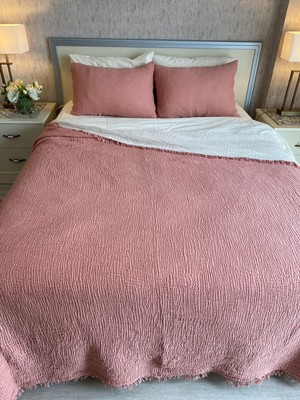 Yaseminin Evi Kiremit - Ekru Tek Kişilik 4 Kat Müslin Yatak Örtüsü