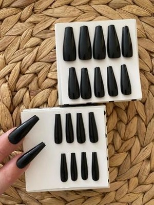 SYBELLE KOZMETİK 100 Adet Siyah Balerin Takma Tırnak