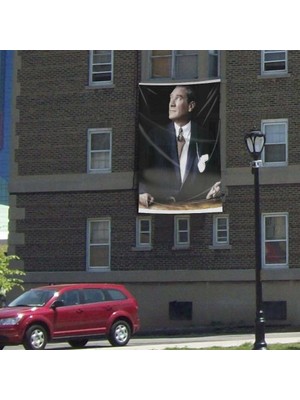 Asilmeydan Göğe Bakan Mustafa Kemal Atatürk Poster Bayrak - 300X450 cm - 3x4,5metre