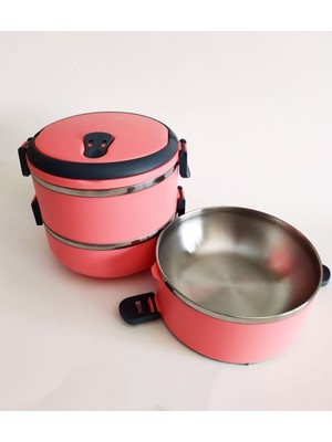 Freshbox 3 Katlı Sefer Tası Yemek Termosu 2.25 Lt Saklama Kabı Pembe