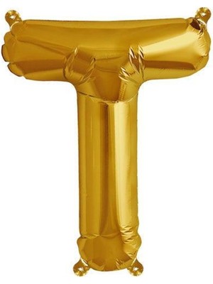 Parti Adresi Harf Folyo Balon T Harfi Altın Renk 80 cm - 32"