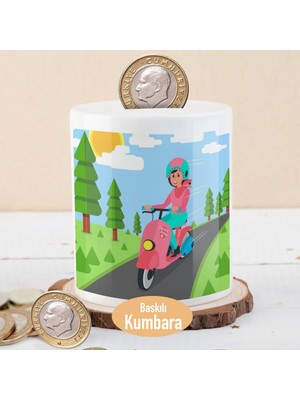 Asilmeydan Motosiklet Temalı Seramik Kumbara 27 cm Çocuklara Uygun Eğlenceli Tasarım