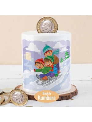 Asilmeydan Kızakla Kayan Neşeli Çocuklar Para Birikim Kumbarası -133