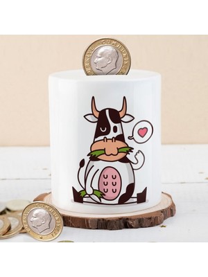 Asilmeydan Sevimli İnek Para Birikim Kumbarası Seramik Malzeme ile Çocuklara Uygun Eğlenceli Tasarım