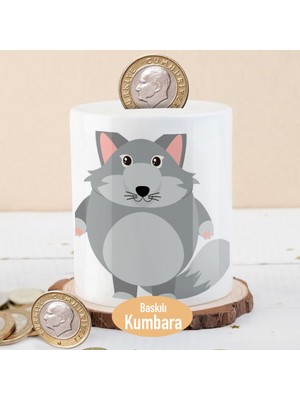 Asilmeydan Sevimli Yabani Tilki Kumbarası 27 cm Gri Tüylü Seramik Malzeme ile Çocuklara Uygun