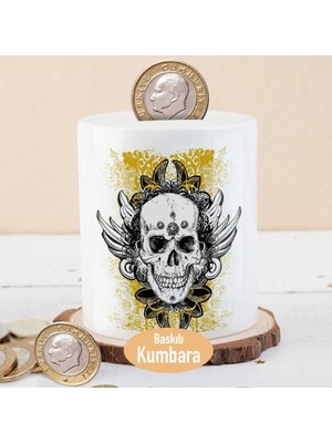Asilmeydan Desenlerle Kuru Kafa Skull Baskılı Para Birikim KUMBARASI-193