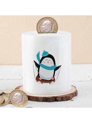 Asilmeydan Kızakta Kayan Sevimli Penguen Baskılı Para Birikim Kumbarası-83