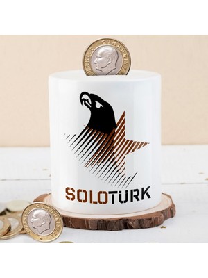 Asilmeydan Solo Türk Kartal Logo Seramik Kumbara Çift Yön Baskılı 27 cm Para Birikim Aracı