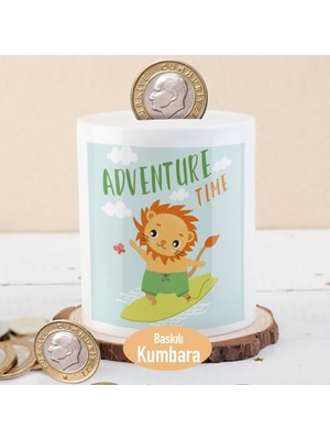 Asilmeydan Sörf Tahtasındaki Minik Aslan Baskılı Para Birikim KUMBARASI-192