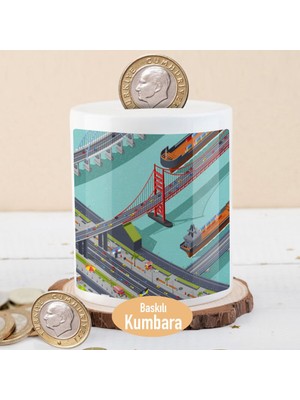 Asilmeydan Çizimsel Şehir Köprüsü Para Birikim KUMBARASI-1284-18247