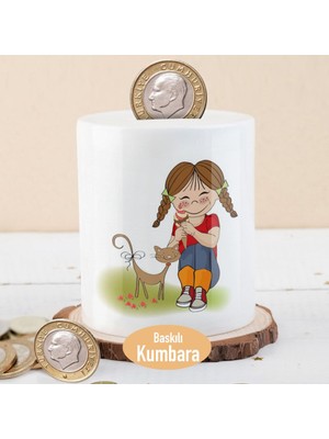 Asilmeydan Gülümseyen Kız ve Kedicik Para Birikim KUMBARASI-1097