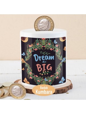 Asilmeydan Dream Big Yazılı Renkli Çiçek Baskılı Para Birikim KUMBARASI-765