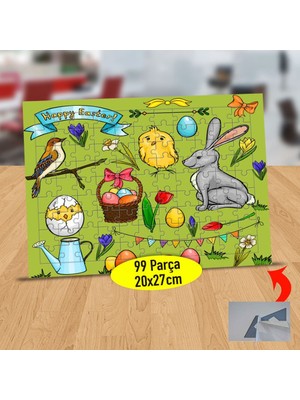 Asilmeydan Paskalya Bayramı Neşeli Tavşan 99 Parça Puzzle Yapboz TABLO-717